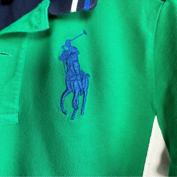 Polo Ralph Lauren Ocean Challenge Polo Big Pony Kids Medium 10-12 Green Blue - Picture 3 of 8